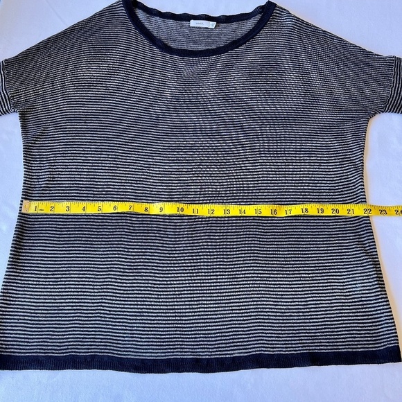 Vince linen blend lightweight long sleeve striped knit sweater - Picture 5 of 10